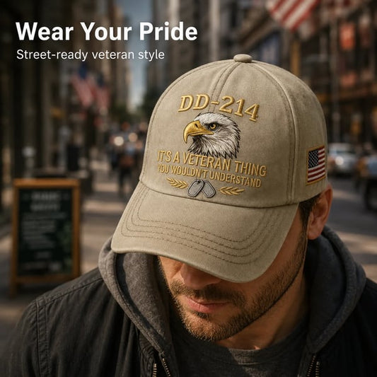 DD-214 Veteran 3D Embroidered Cap - 🎁 Free Honor Coin With Every Cap Purchase