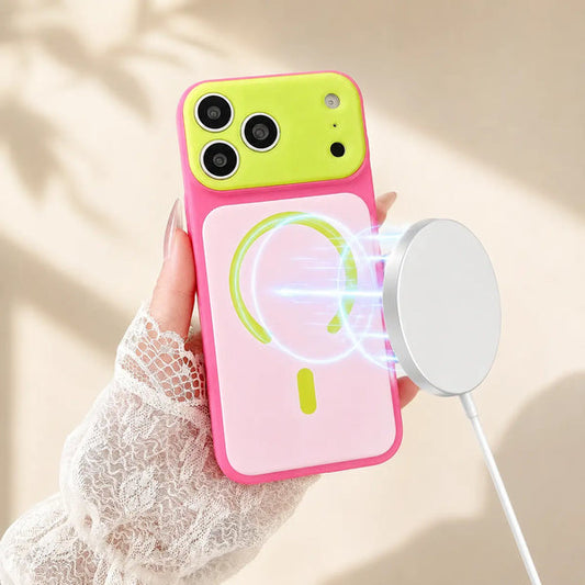 🎨 Dopamine Color-Block Magnetic iPhone Case – Bold Style, Everyday Protection ✨