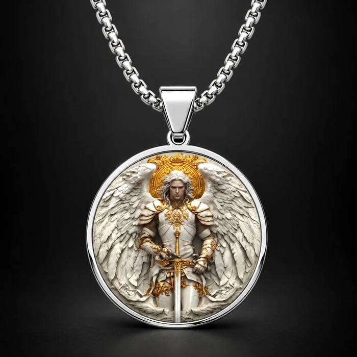 ⚔️ Angel Warrior Pendant Necklace 🪽 Faith • Strength • Courage for Men
