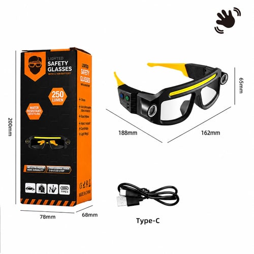 Rechargeable LED Headlamp Glasses – Hands-Free Light with Wave Control