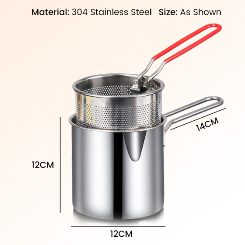 Oil-Saving Mini Fryer Pot with Strainer Basket (4-Pack)