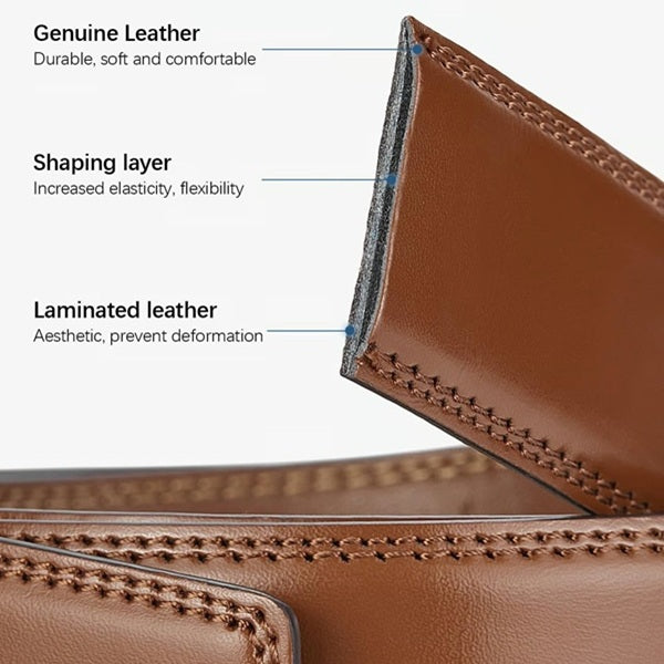 Leather Ratchet Belt With Adjustable Buckle