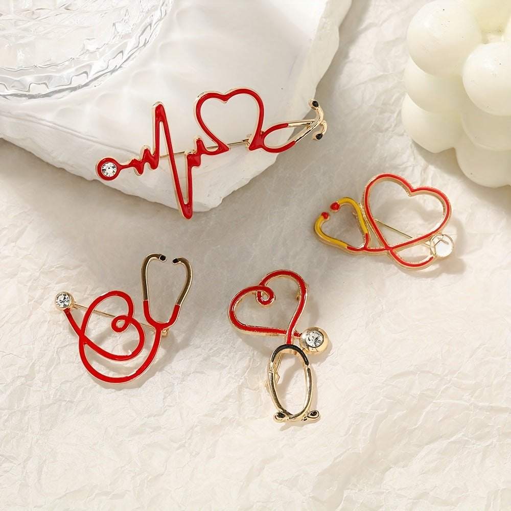 🩺 4-Piece Medical Stethoscope Brooch Pin Set – A Meaningful Gift for Healthcare Heroes ❤️