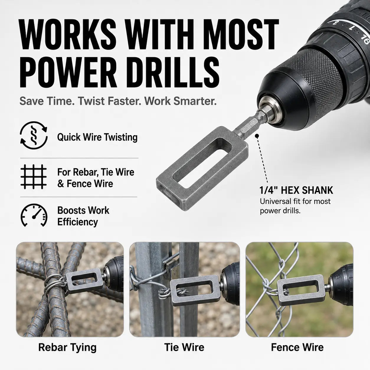 Drill-Powered Wire Twister – Faster Ties for Fences, Rebar & Garden Supports
