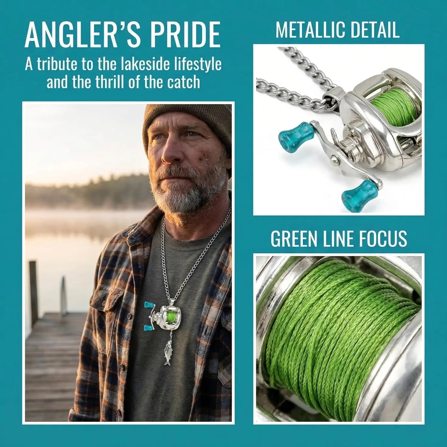 🎣 Real Working Fishing Reel Necklace — A Meaningful Gift for Fishing Lovers