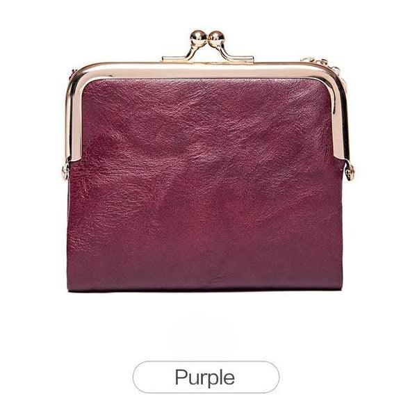 Purple vintage women's kiss-lock wallet