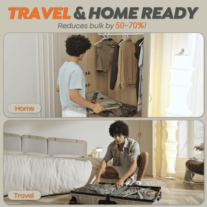 ✈️ Cordless Travel Vacuum Storage Compression Bag Set – Pack Smarter, Travel Lighter! 🎒