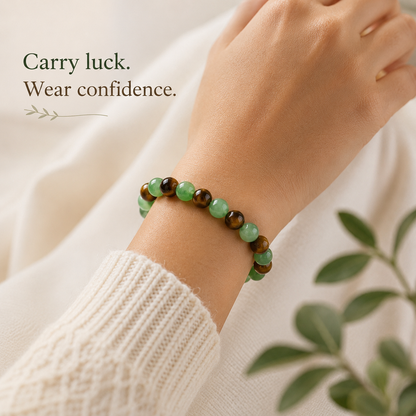 ✨ Wear Your Luck — Green Aventurine & Tiger Eye Bracelet