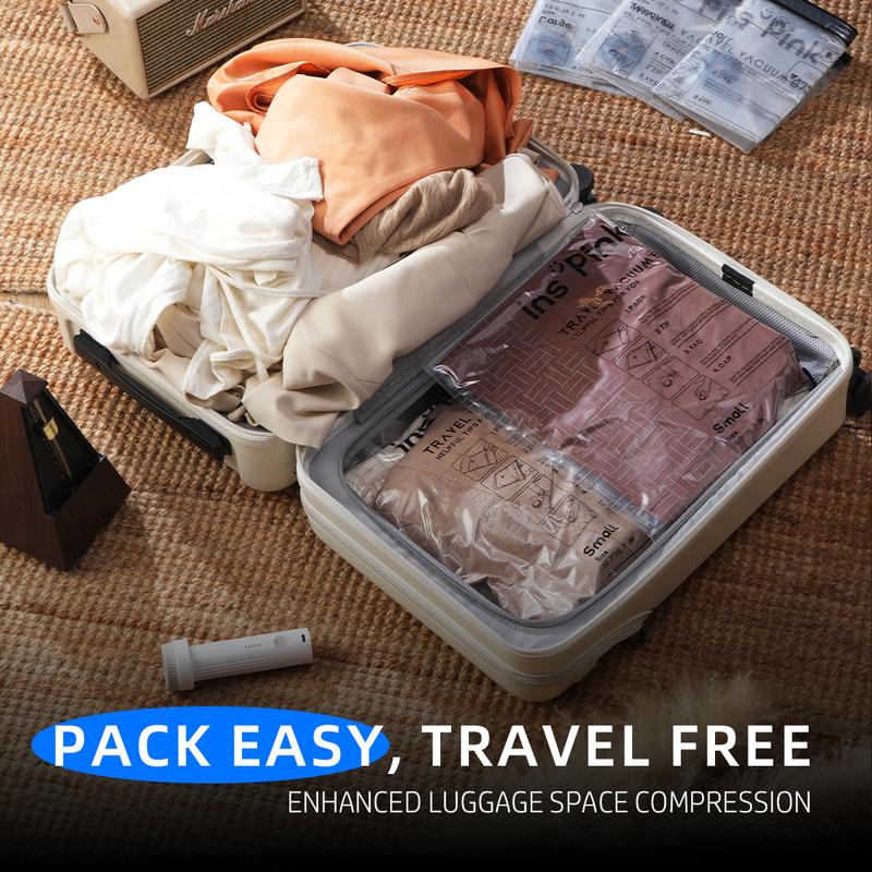 ✈️ Cordless Travel Vacuum Storage Compression Bag Set – Pack Smarter, Travel Lighter! 🎒