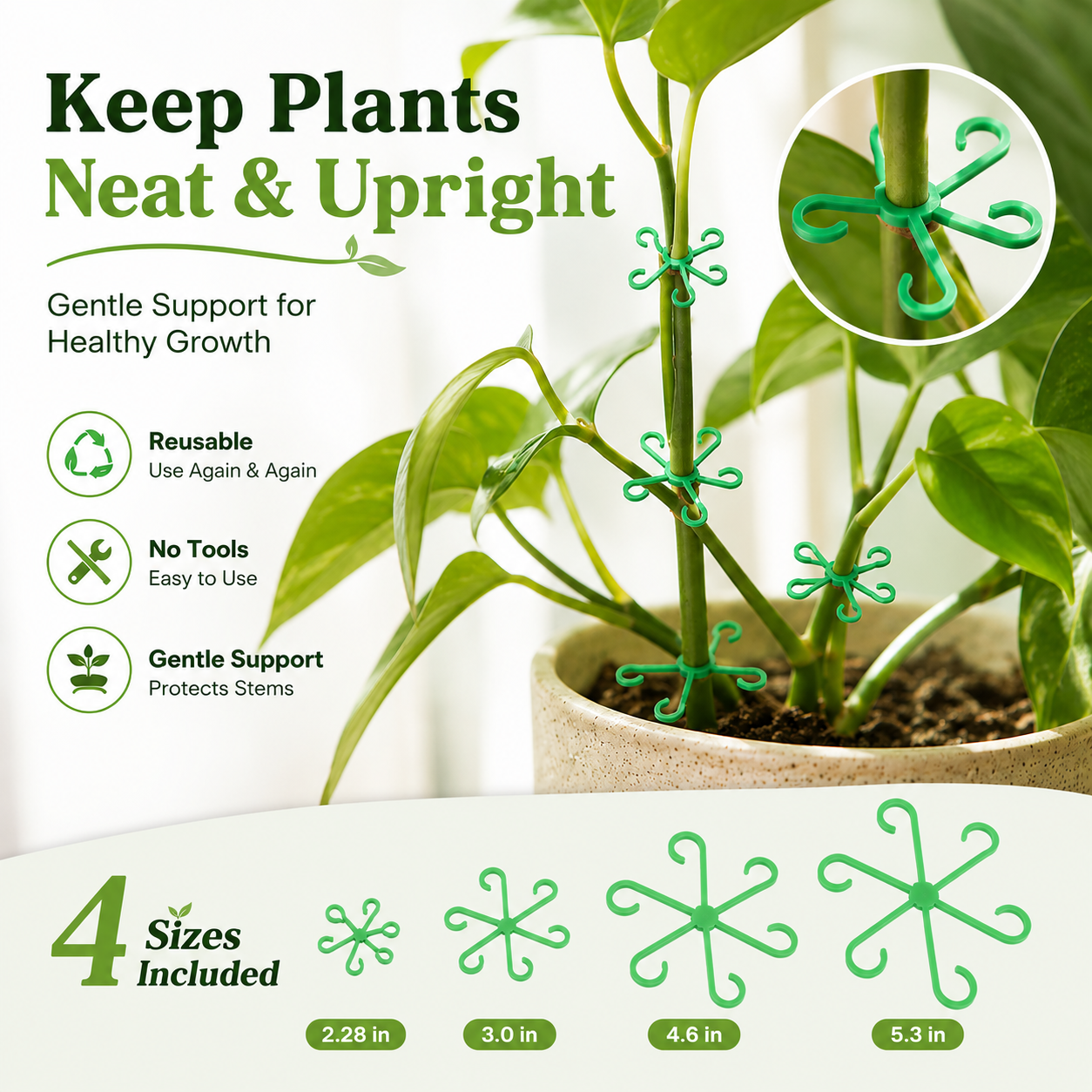 🌱 Reusable Plant Stem Support Clips – Keep Plants Neat & Upright
