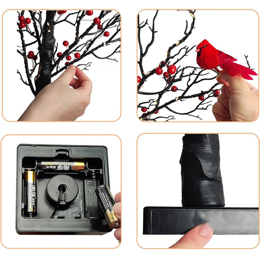 🔥Christmas New Arrival🎄Christmas Lighted Mini LED Tree With Red Berries