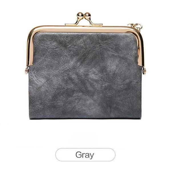 Gray vintage women's kiss-lock wallet