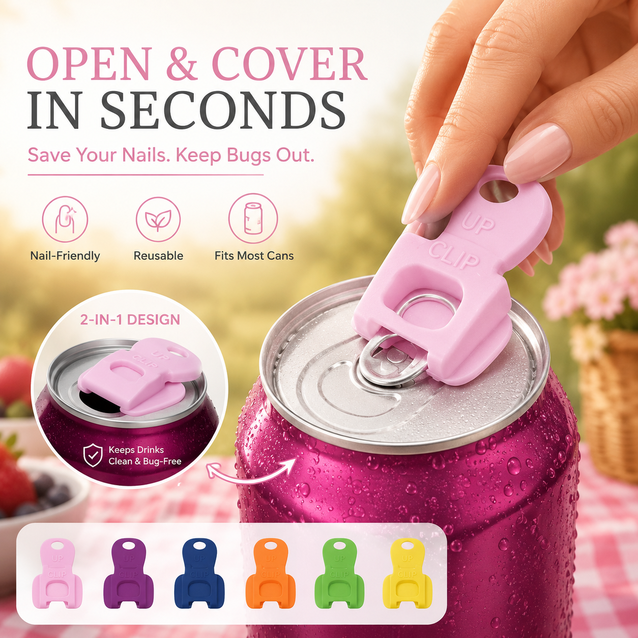 ☀️ The 2-in-1 Can Opener That Saves Your Nails & Covers Your Drink 🐝