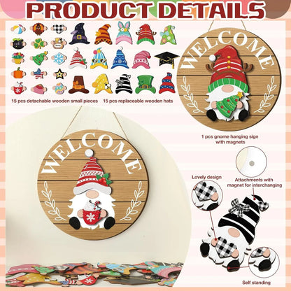 ✨Magnetic Interchangeable Gnome Holiday Door Signs🎅