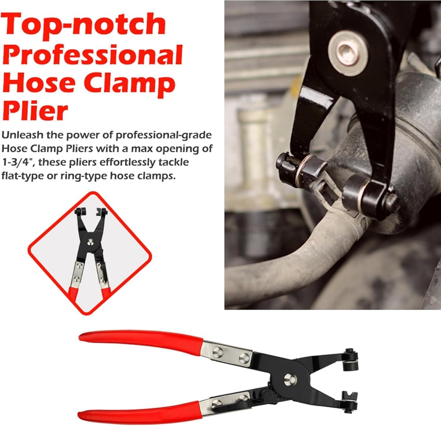 🔧 4-Piece Hose Clamp Pliers Set – Professional Automotive Repair Tools