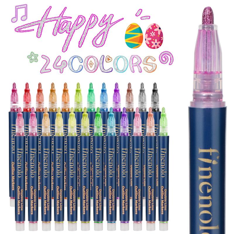 Last Day 49% OFF🔥Outline Shimmer Marker Set – Double-Line Glitter Pens🎨