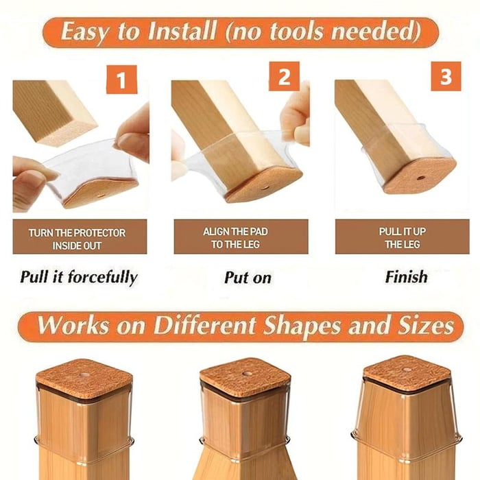 LAST DAY 49% OFF 🔥Square Chair Leg Protectors✔️ - Fits All Shape Chair Mat for Wood and Tile Floors🪑