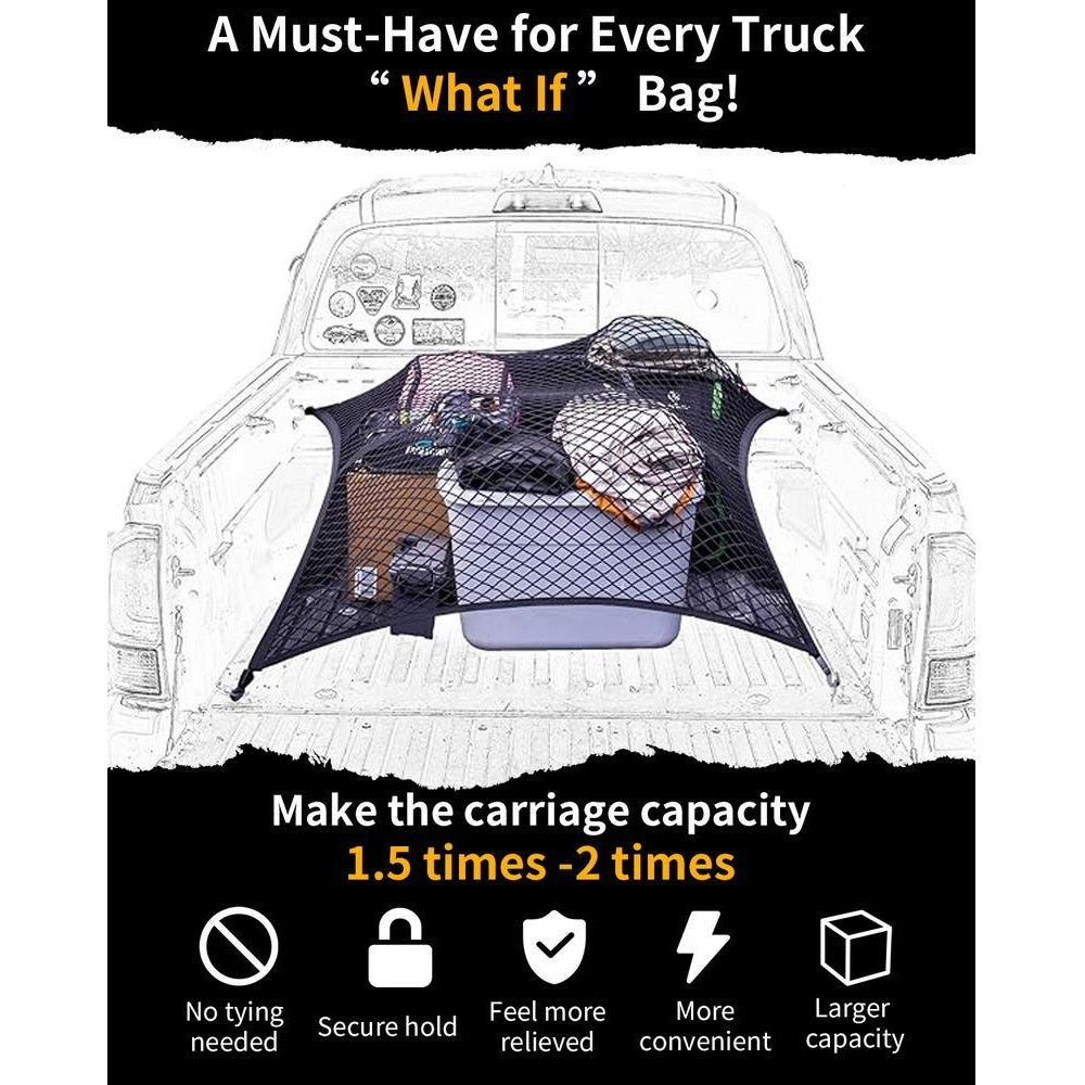 🛻✨Highly Elastic Cargo Net——Simple Truck Bed Cargo Mesh Organizer