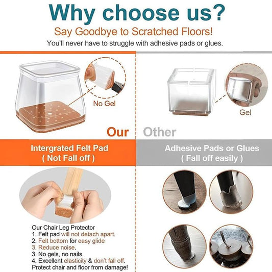 LAST DAY 49% OFF 🔥Square Chair Leg Protectors✔️ - Fits All Shape Chair Mat for Wood and Tile Floors🪑