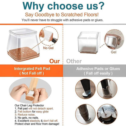 LAST DAY 49% OFF 🔥Square Chair Leg Protectors✔️ - Fits All Shape Chair Mat for Wood and Tile Floors🪑