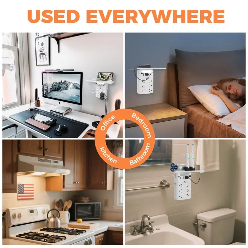Wall Outlet Extender with Shelf Night