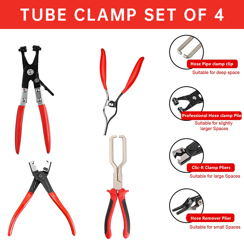 🔧 4-Piece Hose Clamp Pliers Set – Professional Automotive Repair Tools