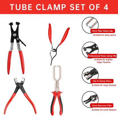 🔧 4-Piece Hose Clamp Pliers Set – Professional Automotive Repair Tools