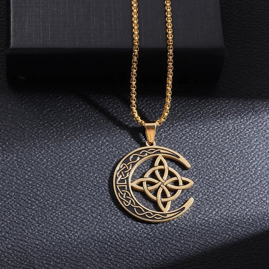 Last Day 49% OFF 🔥Celtic Knot Crescent Steel Pendant Necklace