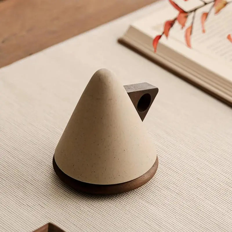 🔥Last Day 49% OFF – Vintage Cone Porcelain Coffee Cup with Wooden Base☕