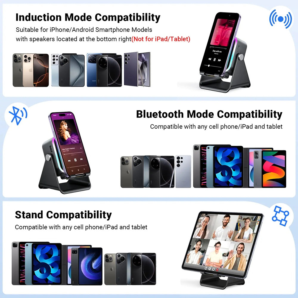 🔥 Last Day 49% OFF – Wireless Induction Bluetooth Speaker with Adjustable Phone Stand