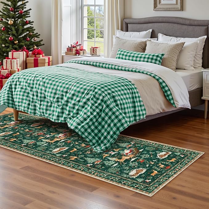 🎄Soft Christmas Rug — Santa & Tree Holiday Carpet Runner