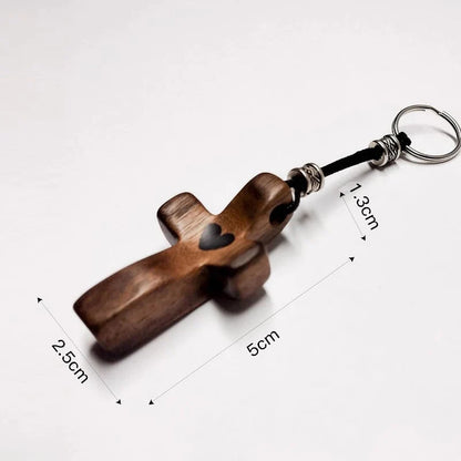 Last Day 49% OFF🔥 Handcrafted Wooden Cross My Heart with keychain