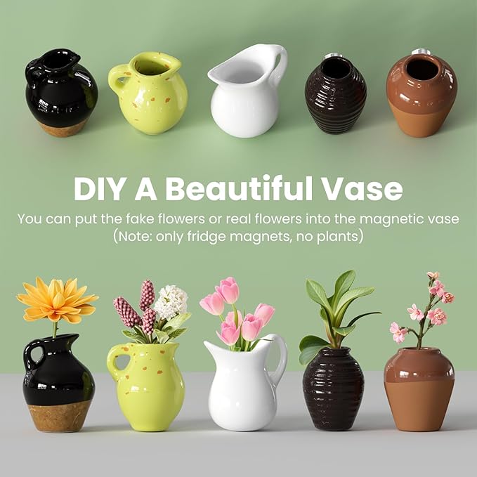 Last Day 49% OFF🔥 Cute Plant Ceramic Vase Fridge Magnets (8pcs)