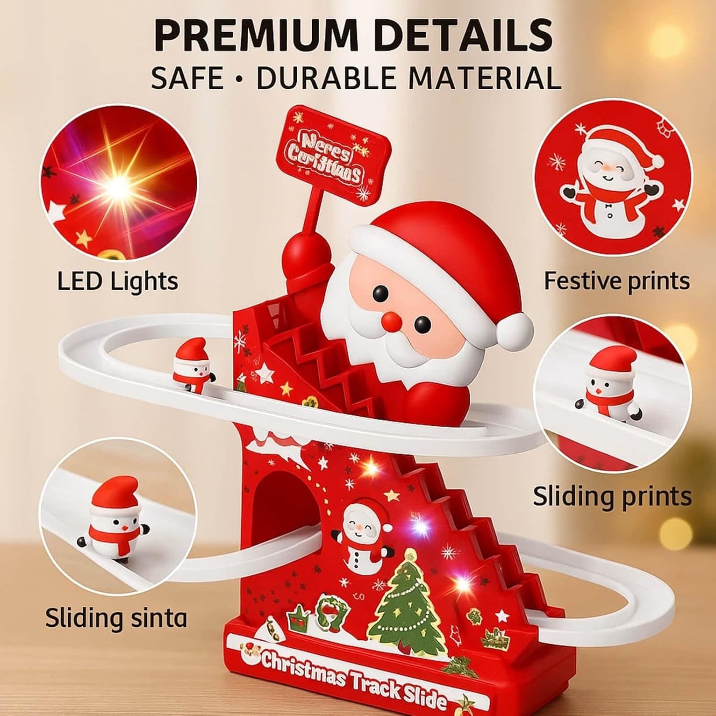 🎅🛷49% OFF SALE - Magical Musical Santa Race Track - Electric Climbing Stairs & Slide Toy