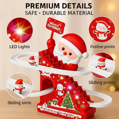 🎅🛷49% OFF SALE - Magical Musical Santa Race Track - Electric Climbing Stairs & Slide Toy