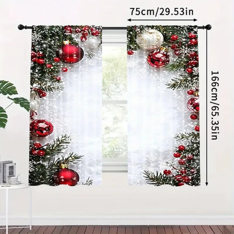 🔥Last Day 49% OFF🎄Christmas ball holiday printed curtains