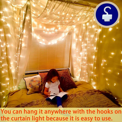 🔥Last Day 49% OFF💡300 LED Curtain Fairy Lights – Instantly Brighten Any Space ✨