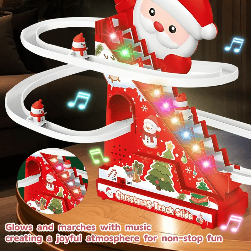 🎅🛷49% OFF SALE - Magical Musical Santa Race Track - Electric Climbing Stairs & Slide Toy
