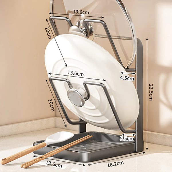 Last Day 49% OFF🔥Kitchen Pot Lid Storage Rack – Vertical Organizer with Drain Tray