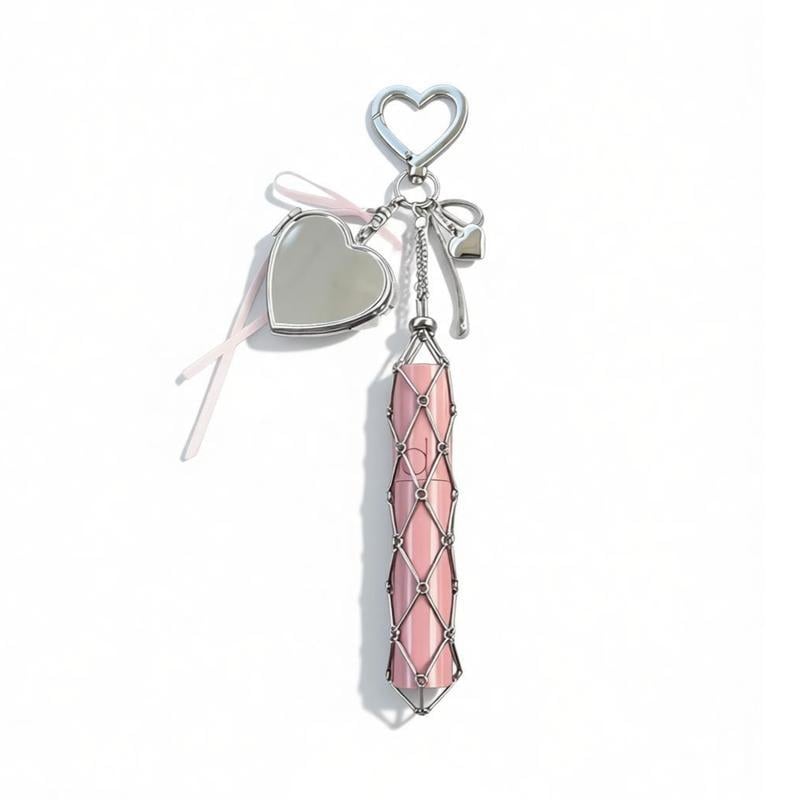 🔥LAST DAY 49% OFF💄Lipstick Holder Keychain with Mirror & Bling Charms
