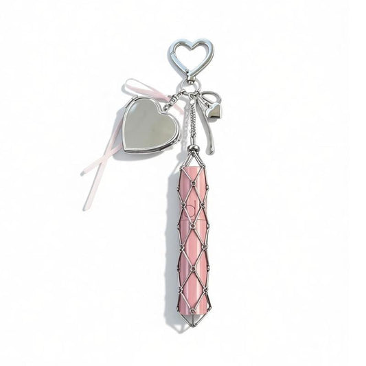 🔥LAST DAY 49% OFF💄Lipstick Holder Keychain with Mirror & Bling Charms