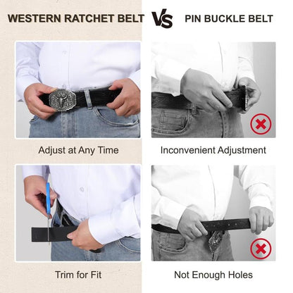 Adjustable Ratchet Western Belt (With Western Buckle)