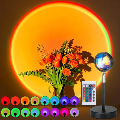 🔥LAST DAY 49% OFF - 🌅Sunset Lamp Projector Light 💫180° Adjustable RGB Sunset Mood Lamp