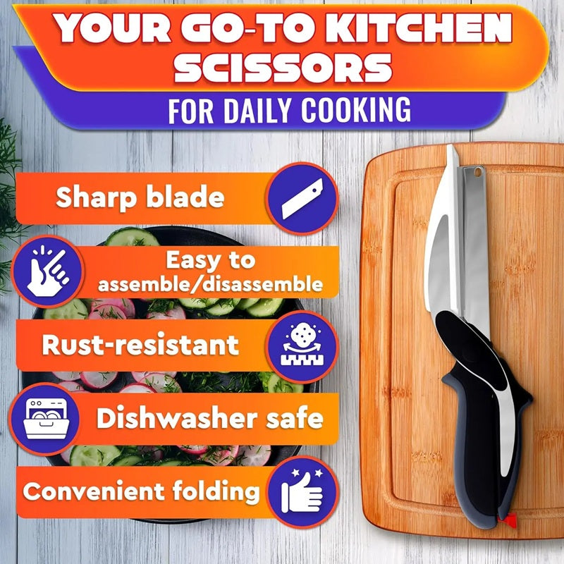 Last Day 49% OFF🔥Multifunctional Vegetable Scissors | 2-in-1 Cutting Board Scissors