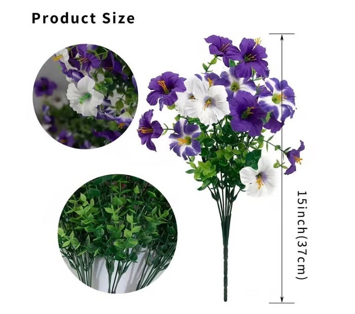⏰Last Day 49% OFF🌱Artificial Flowers for Outdoors, Fake Outdoor Petunias UV Resistant (Zero Pollen Allergies)
