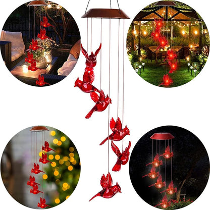 Last Day 49% OFF🐦Solar Cardinal Bird Bell Lights, Outdoor Garden Decor