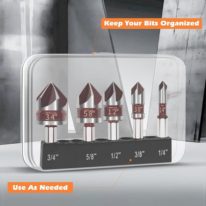 Last Day 49% OFF🔥5-Piece HSS Countersink Drill Bit Set