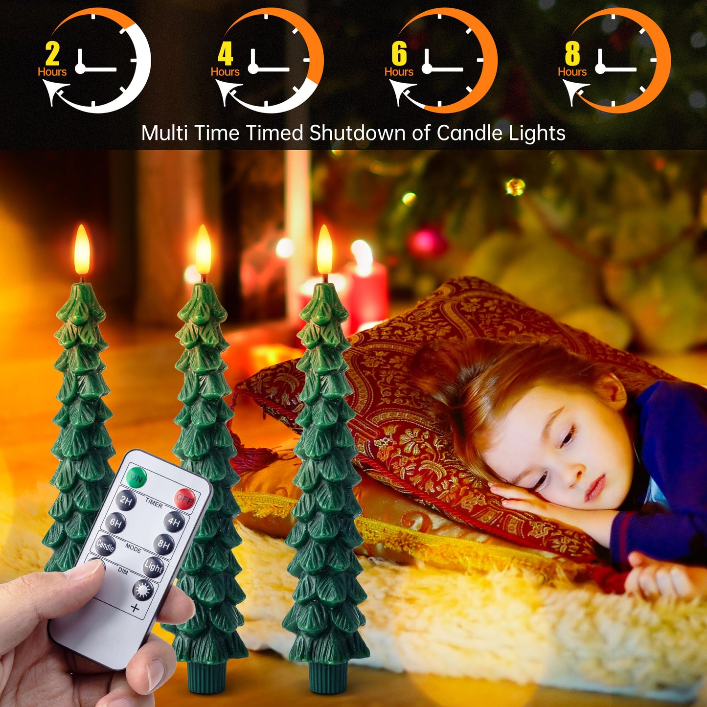 Christmas Tree LED Candles – Real Wax, Flickering Flame, Safe & Cozy Holiday Décor