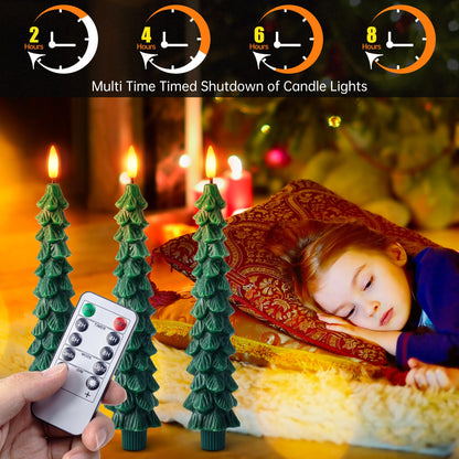 Christmas Tree LED Candles – Real Wax, Flickering Flame, Safe & Cozy Holiday Décor