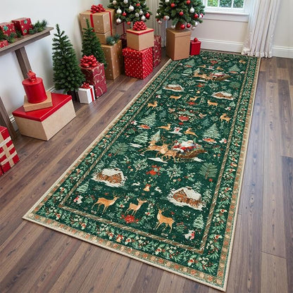 🎄Soft Christmas Rug — Santa & Tree Holiday Carpet Runner